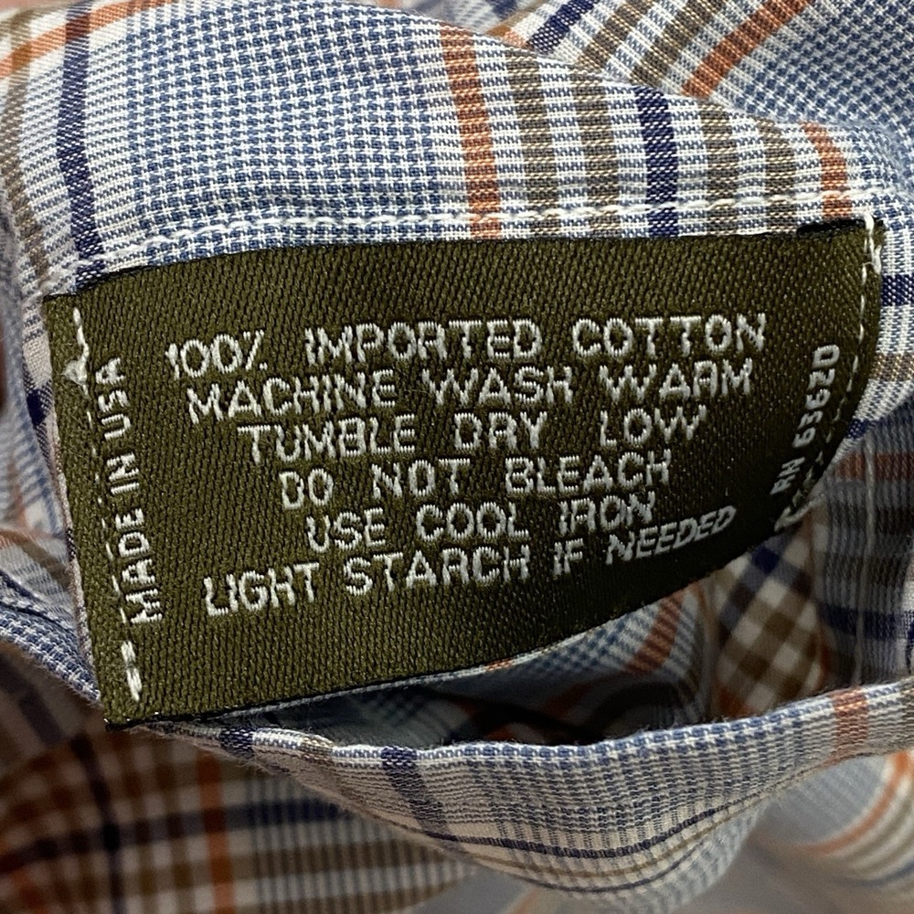 Gitman Bros Tattersall Plaid Men's M Button Down Dress Shirt USA Orange Blue - Picture 5 of 6
